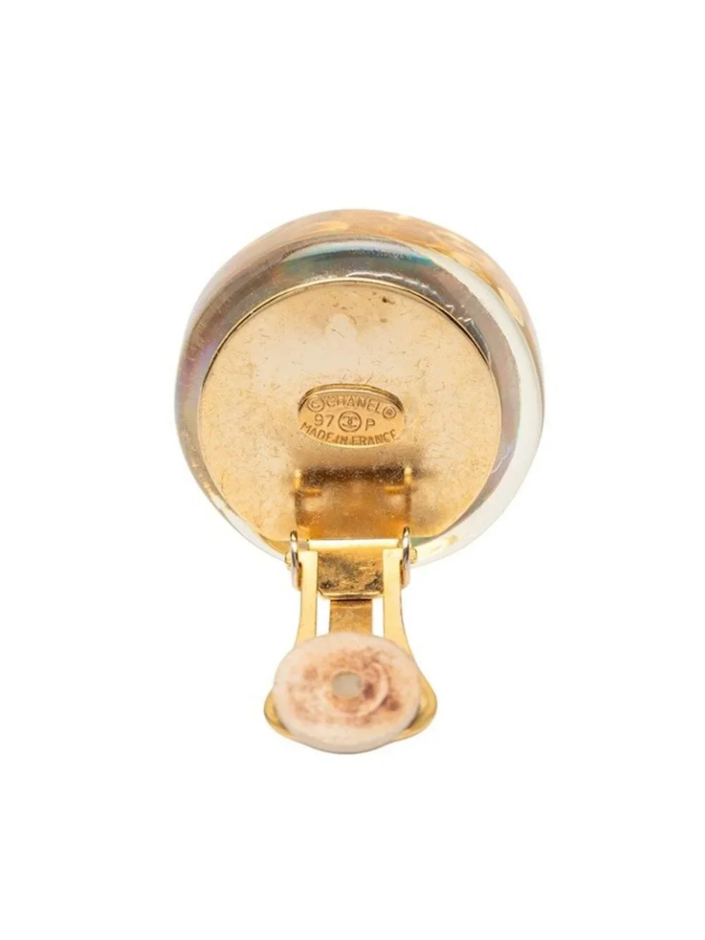 Chanel Vintage CC Logo Camellia Gold Clear Plated Plastic - Picture 4 of 4